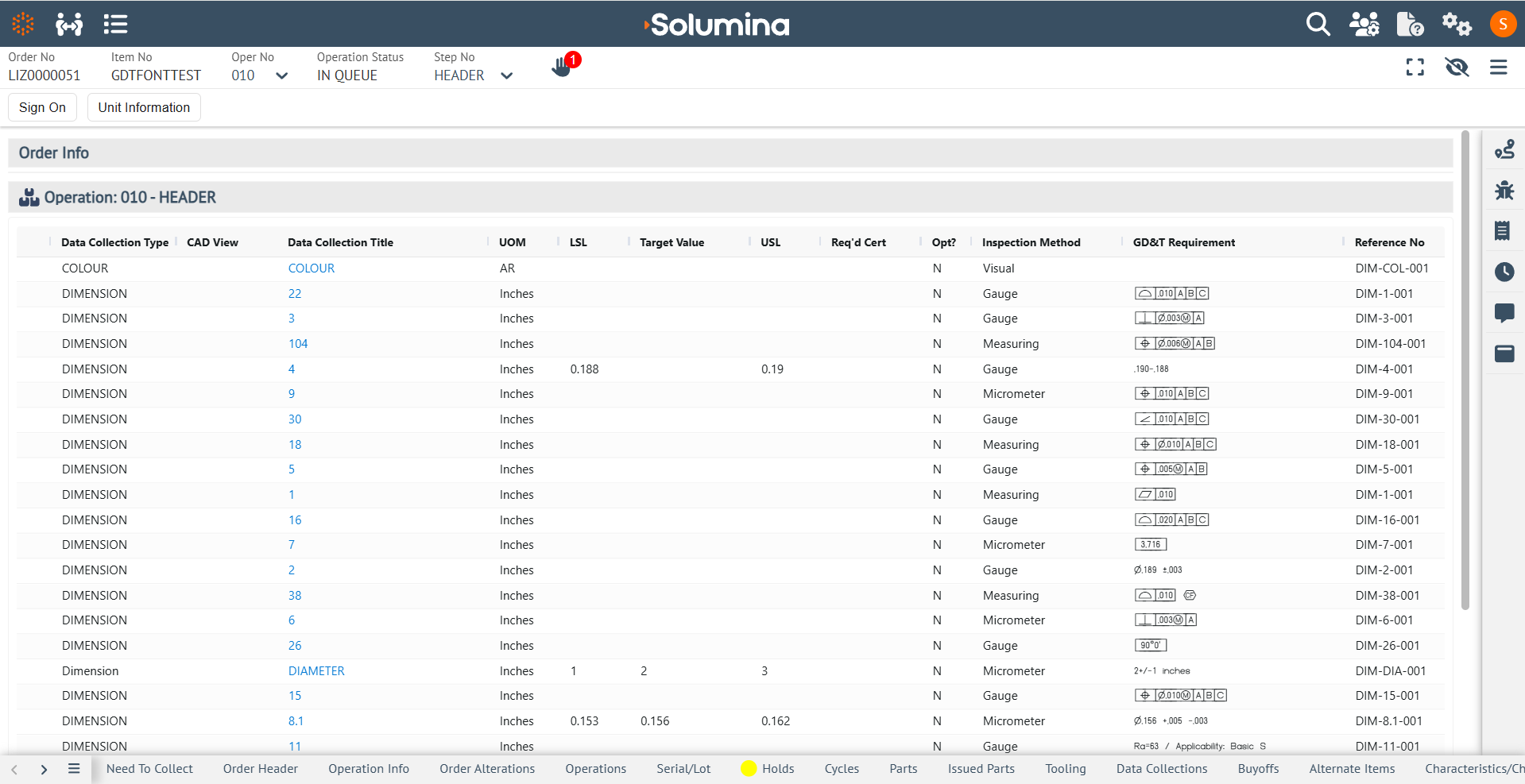 screenshot of Solumina MES